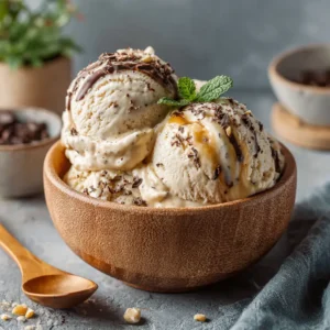 high protein caramel chocolate drizzle ice cream 1